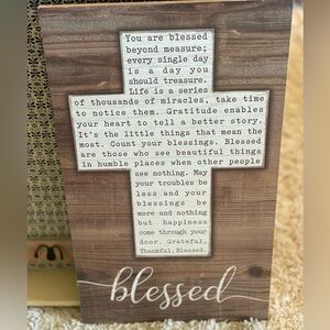 13”x23” Heavy Blessed Sign Christian Farmhouse Decor Wall Hanging